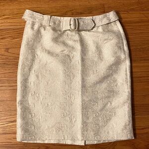 Ann Taylor Cream Textured Pencil Skirt